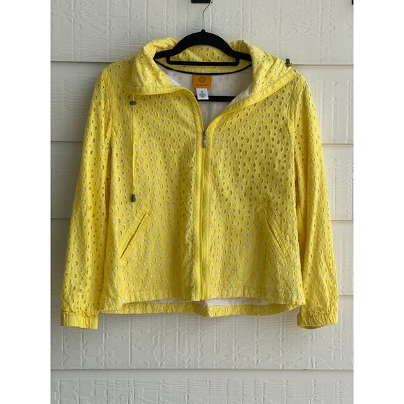Ruby Rd Yellow Eyelet cropped lightweight jacket shirt 100% Cotton 14 - Picture 1 of 9